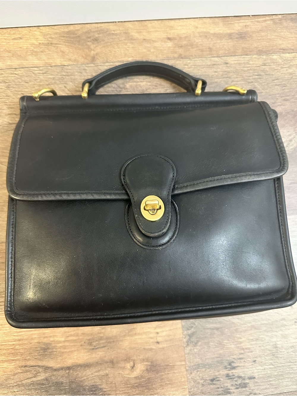 Vintage Coach Willis 9927 Black Glove Tanned Leather Turnlock Satchel Crossbody - Picture 7 of 14